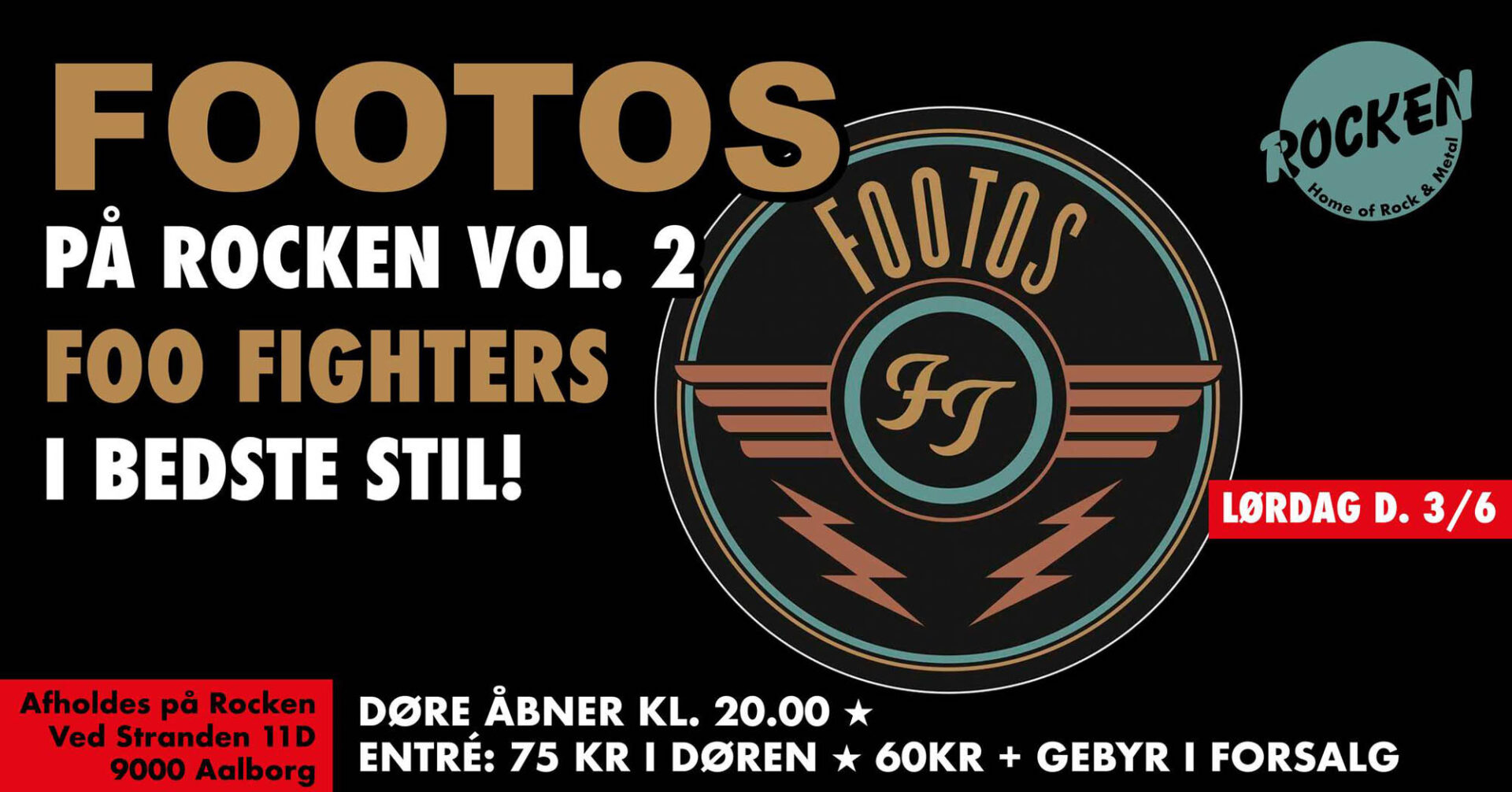 Lørdag d. 3/6 byder Rocken endnu engang på koncert med Footos 💯!
Footos leverer covers af både gamle klassikere og nyere numre fra Foo Fighters! 🔥